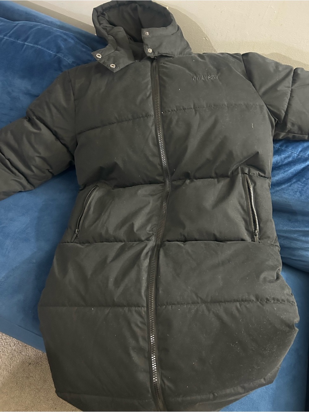 ♟️♟️♟️DailySzn Men's Black Long Puffer Jacket with High Collar